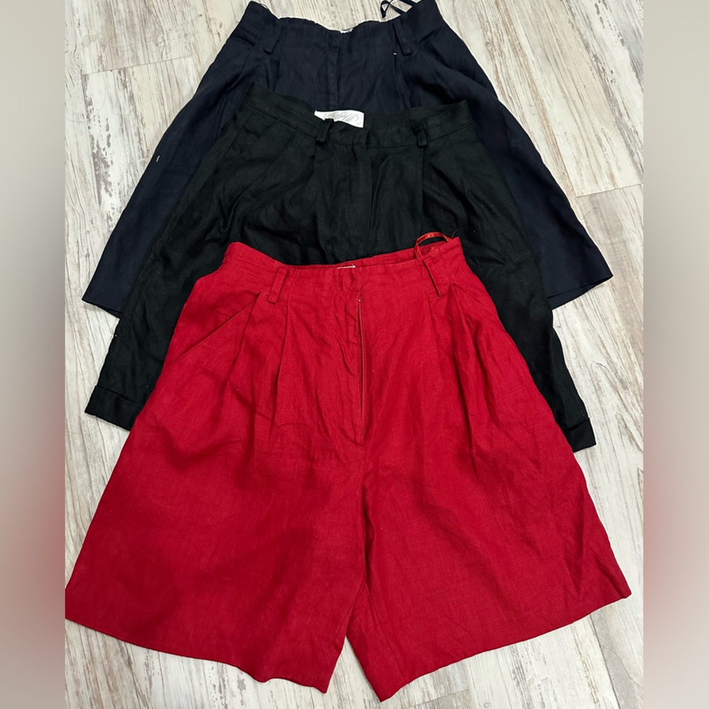 Bundle Lot of 3 Vintage Lord & Taylor 100% Linen Trouser Shorts Trousers